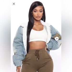 Middle Of Things Denim Bomber Jacket